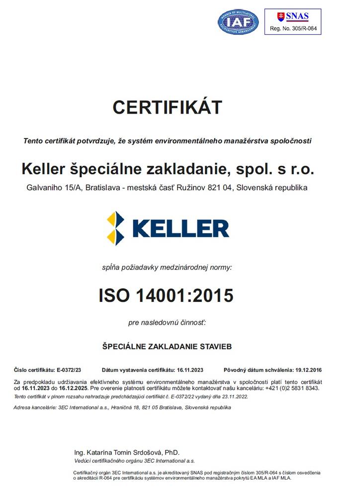 Certifikat ISO-keller