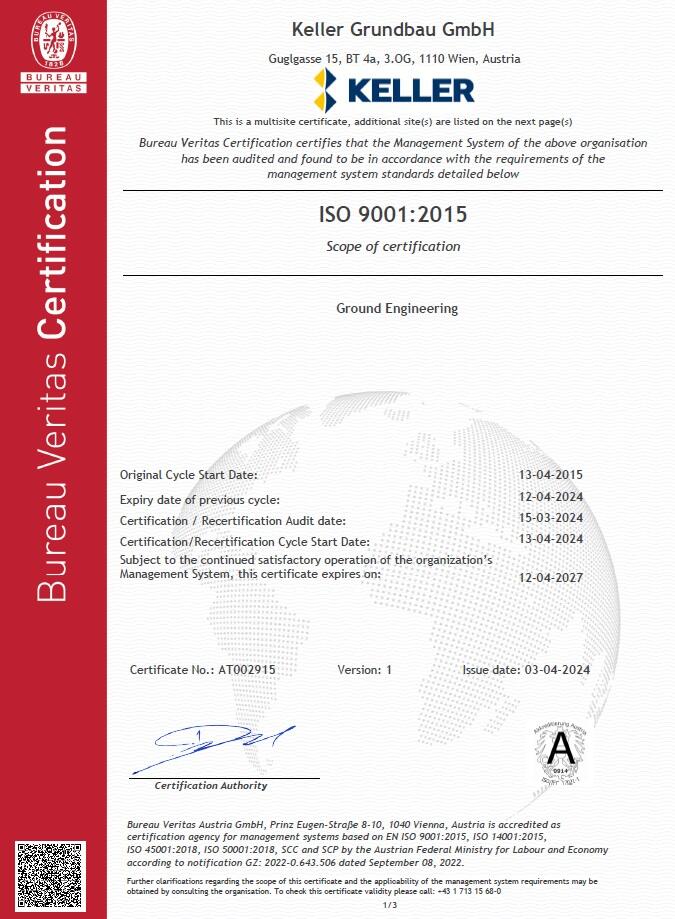 certifikat ISO-keller